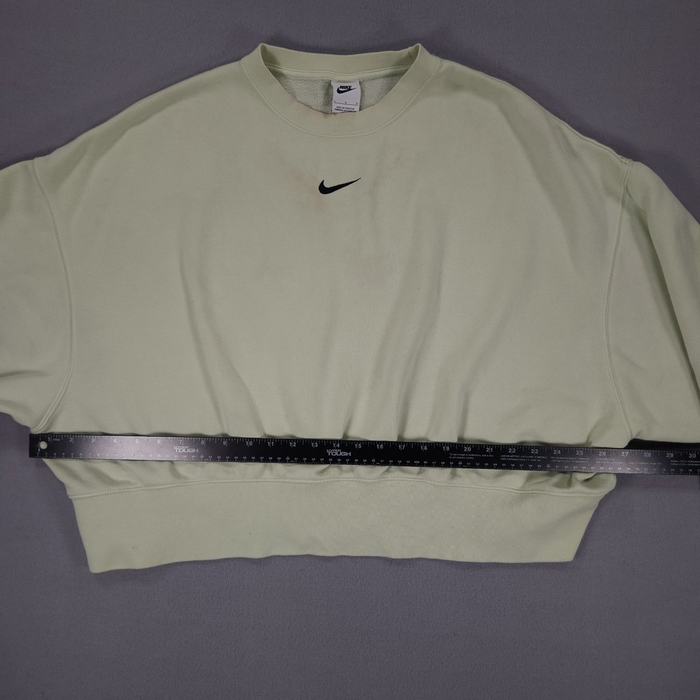 Nike Dri-Fit Women Cropped Sweatshirt Green Oversized Top Embroidered Swoosh L - Picture 6 of 8